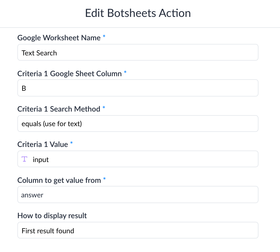 Text Search Action